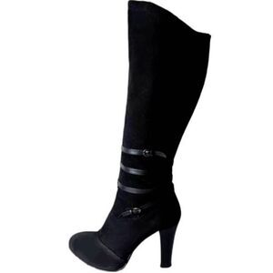 BRUNO MAGLI Tall Black Suede Buckled Over The Knee Boot Size 40